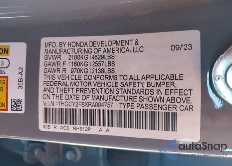 2024 Honda Accord Hybrid Touring z USA, uszkodzony, nr VIN 1HGCY2F8XRA004757
